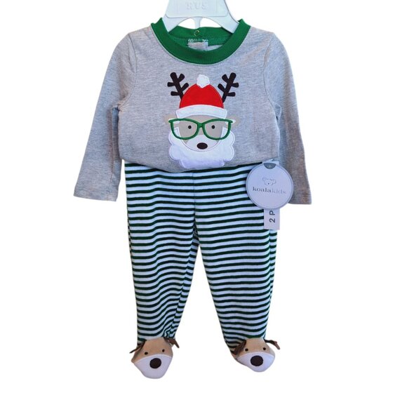 Koala Kids Baby's 1st Holiday Christmas Santa Reindeer Footies Size 6-9 months - Picture 3 of 10